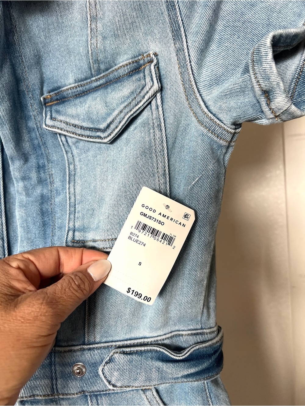 Good American Light Blue Denim Jumpsuit NWT - Picture 3 of 6